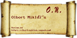Olbort Miklós névjegykártya